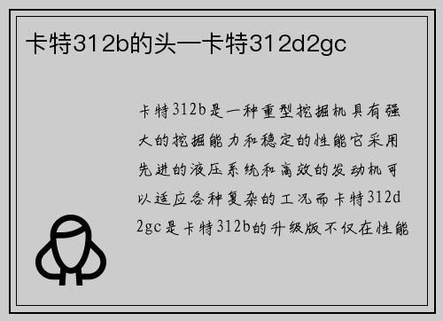 卡特312b的头—卡特312d2gc