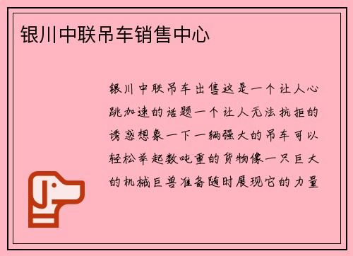 银川中联吊车销售中心